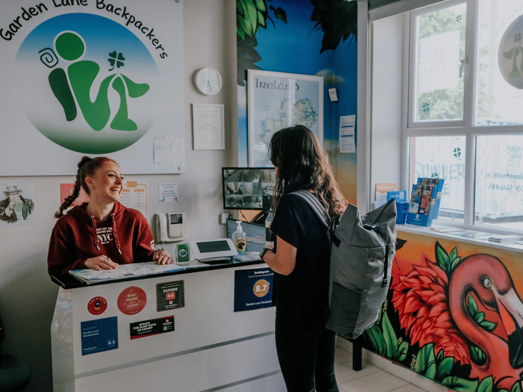 Reception of Garden Lane Backpackers 