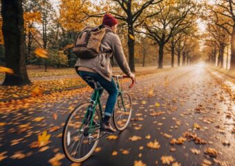 Cycling & Walking Tours in Dublin | Cyclist cycling in a autumn road the Best Routes to Explore